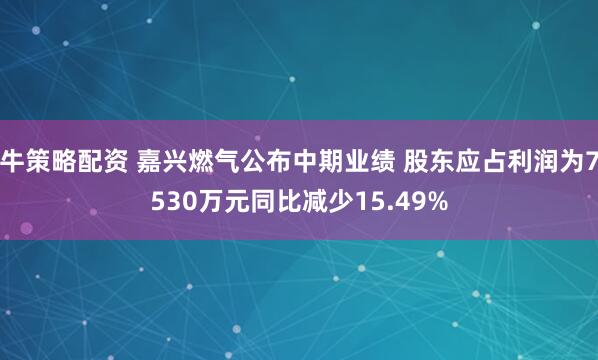 牛策略配资 嘉兴燃气公布中期业绩 股东应占利润为7530万元同比减少15.49%